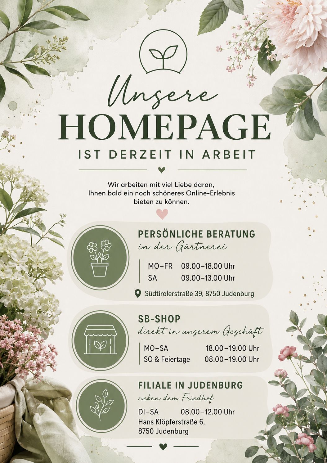 Homepage in Arbeit